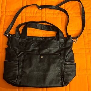 Elegant Black Leather Tote Bag